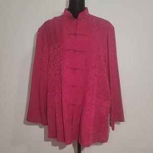 Vintage Red Asian Blouse - 2X